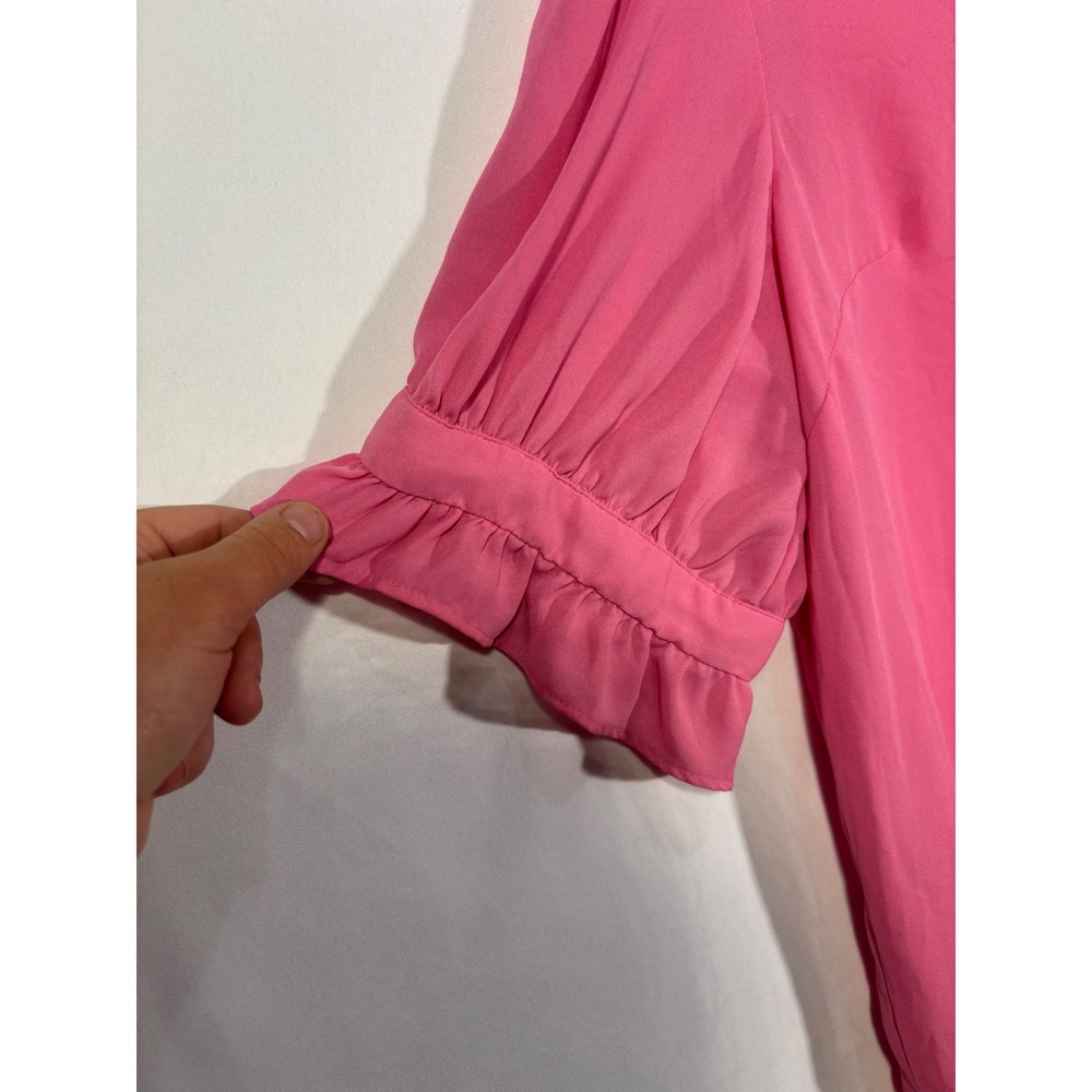 Feminine Ruffle Career Ann Taylor Button Front Blouse Women Large Pink - Picture 3 of 7